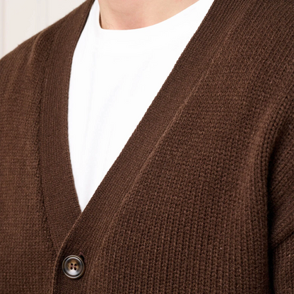 Belier Relaxed Fit Knitted Brown Cardigan