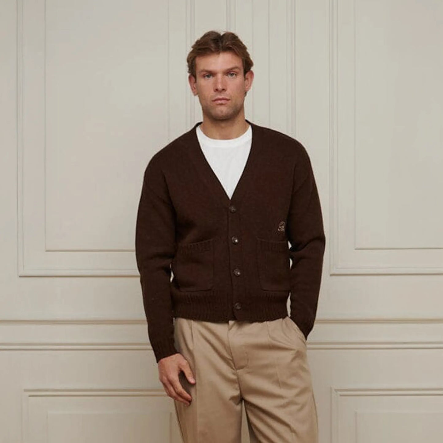 Belier Relaxed Fit Knitted Brown Cardigan