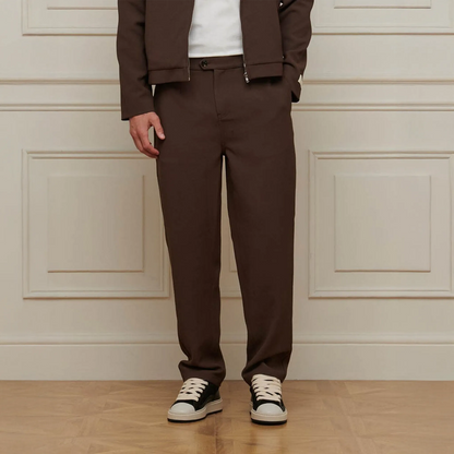 Belier Smart Textured Smart Brown Trousers