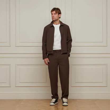 Belier Smart Textured Smart Brown Trousers