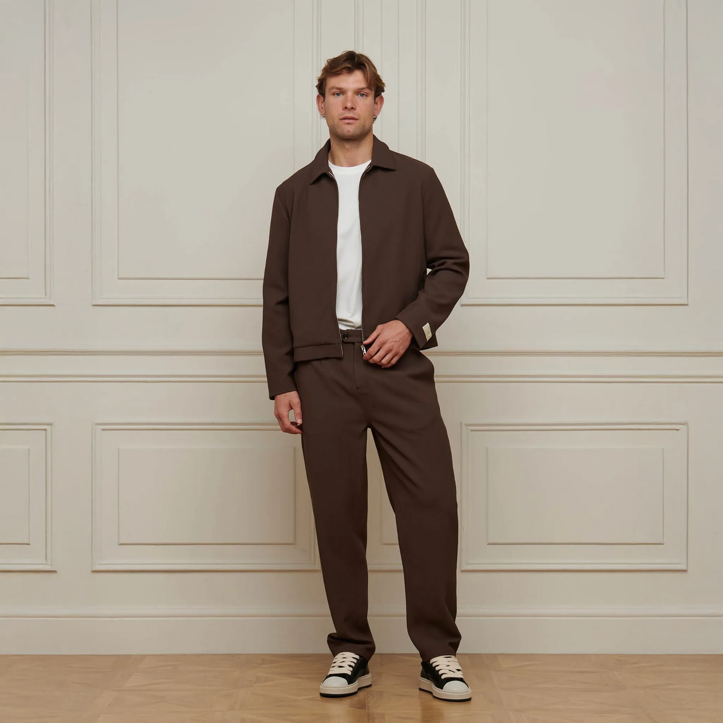 Belier Smart Textured Smart Brown Trousers