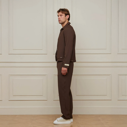 Belier Smart Textured Smart Brown Trousers