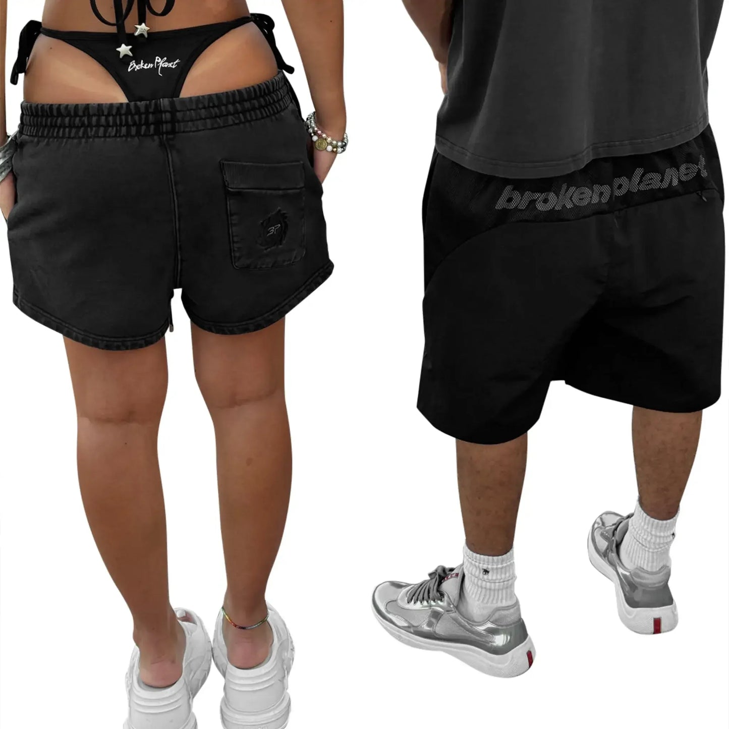 Broken Planet Black Swimming Shorts