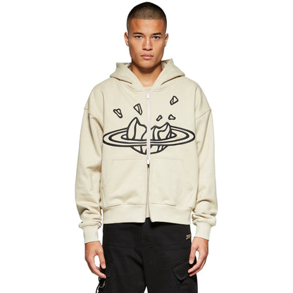 Broken Planet Outer Space Bone White Zip-Up Hoodie