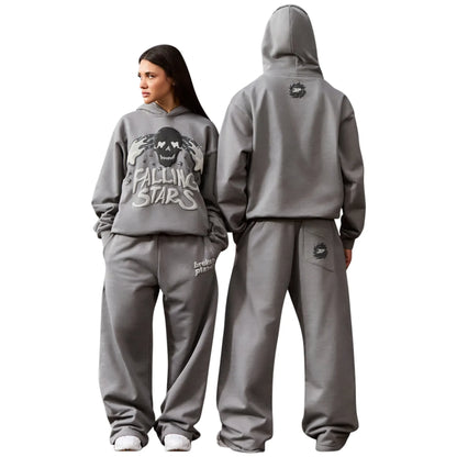 Broken Planet Falling Stars Dark Grey Hoodie