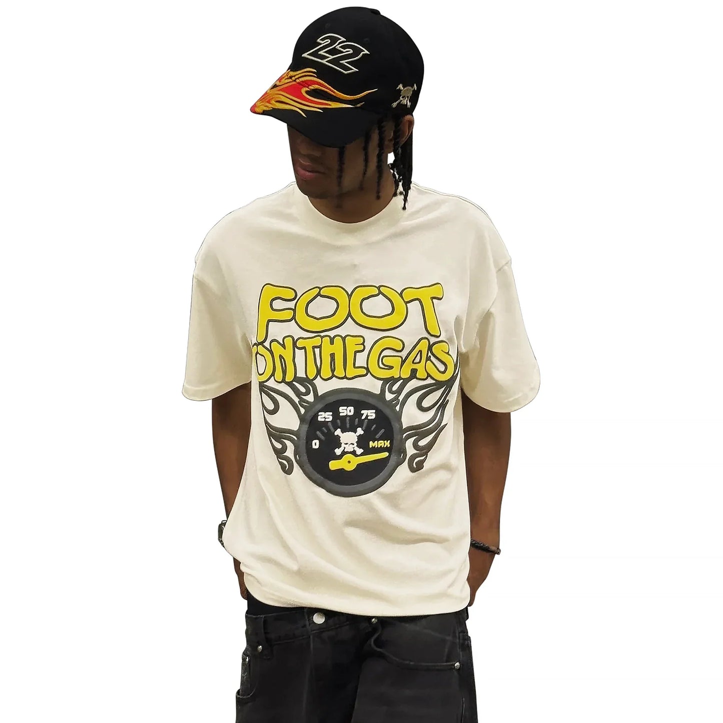 Broken Planet Foot On The Gas Vanilla White T Shirt