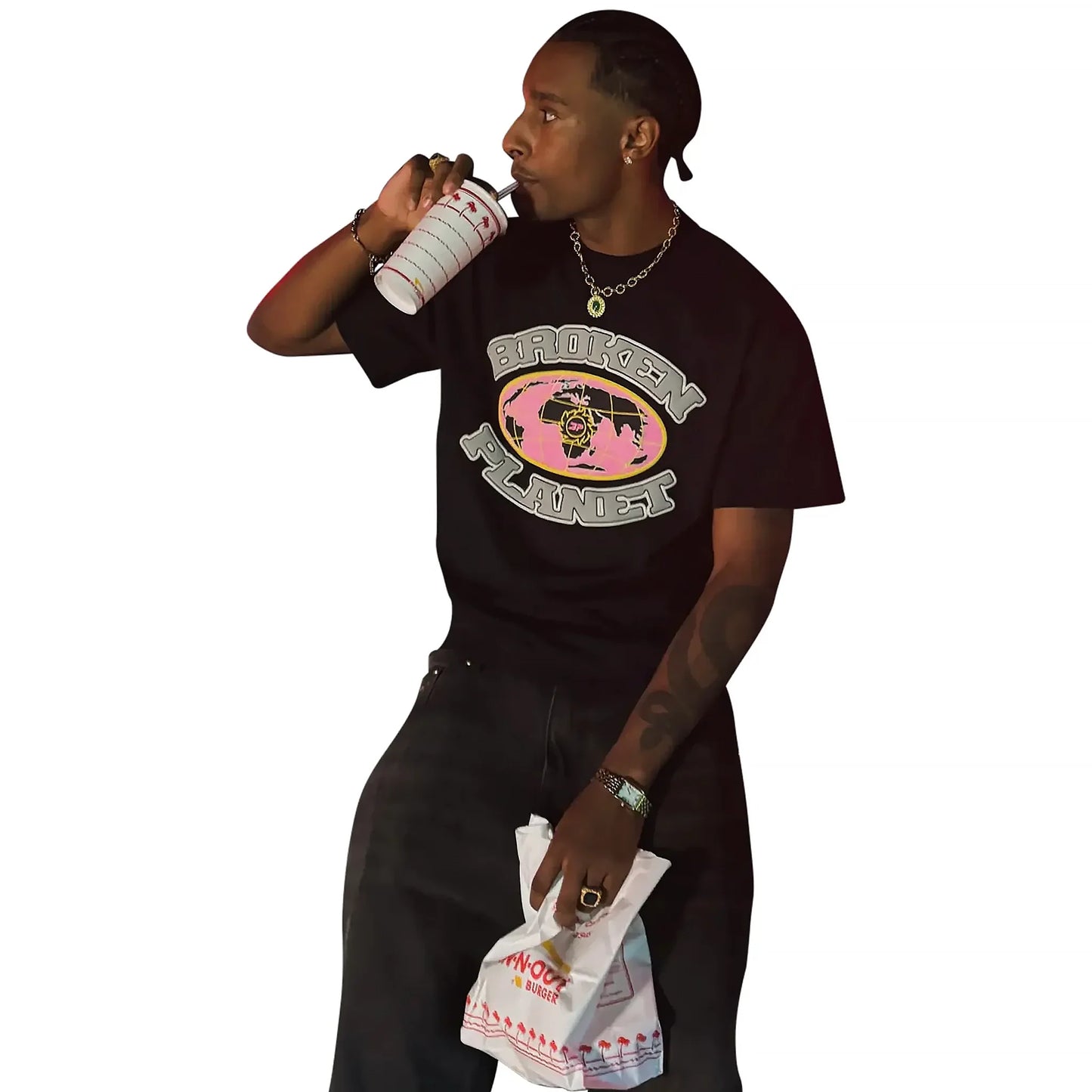 Broken Planet Grid Midnight Black T Shirt