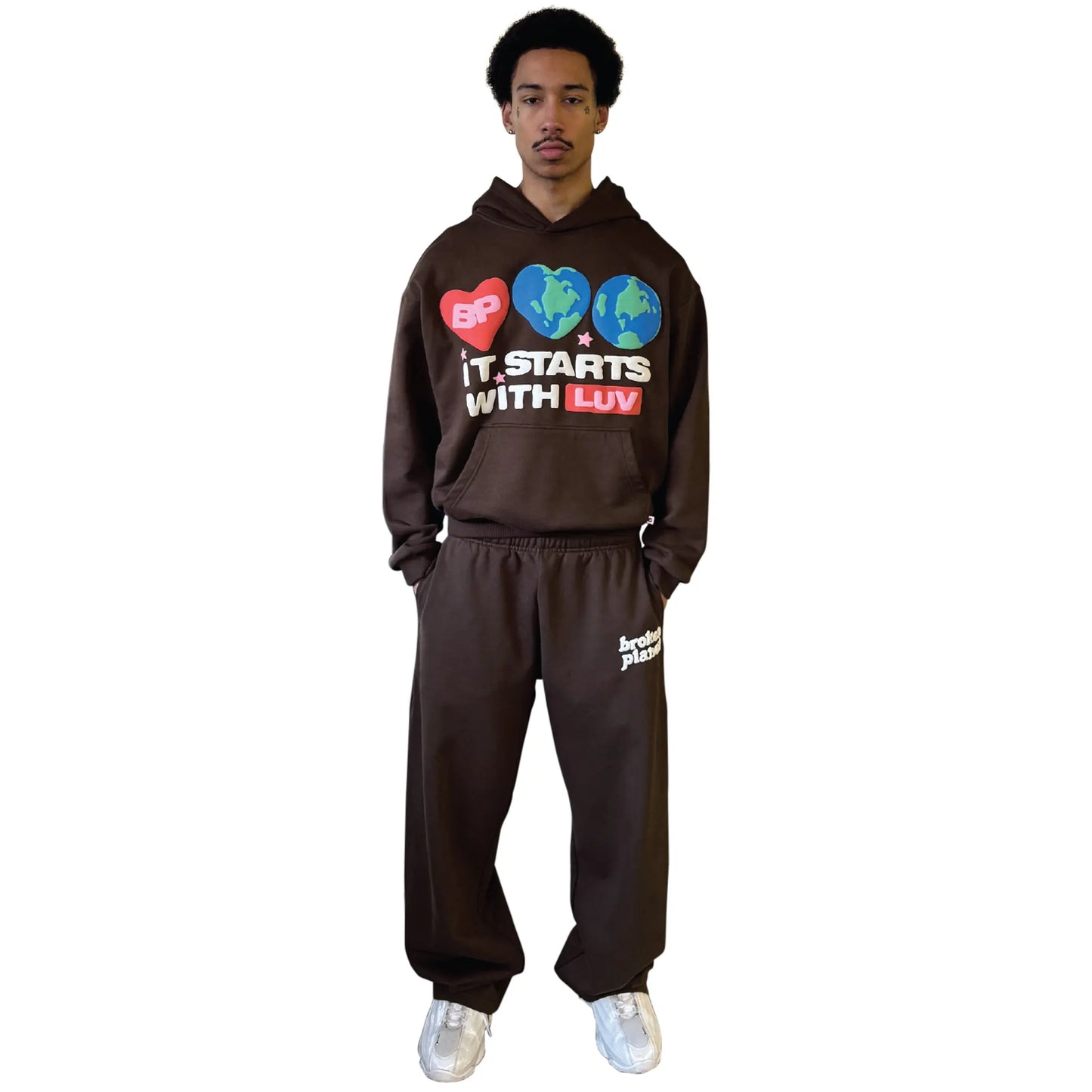 Broken Planet It Starts With Luv Mocha Brown Hoodie