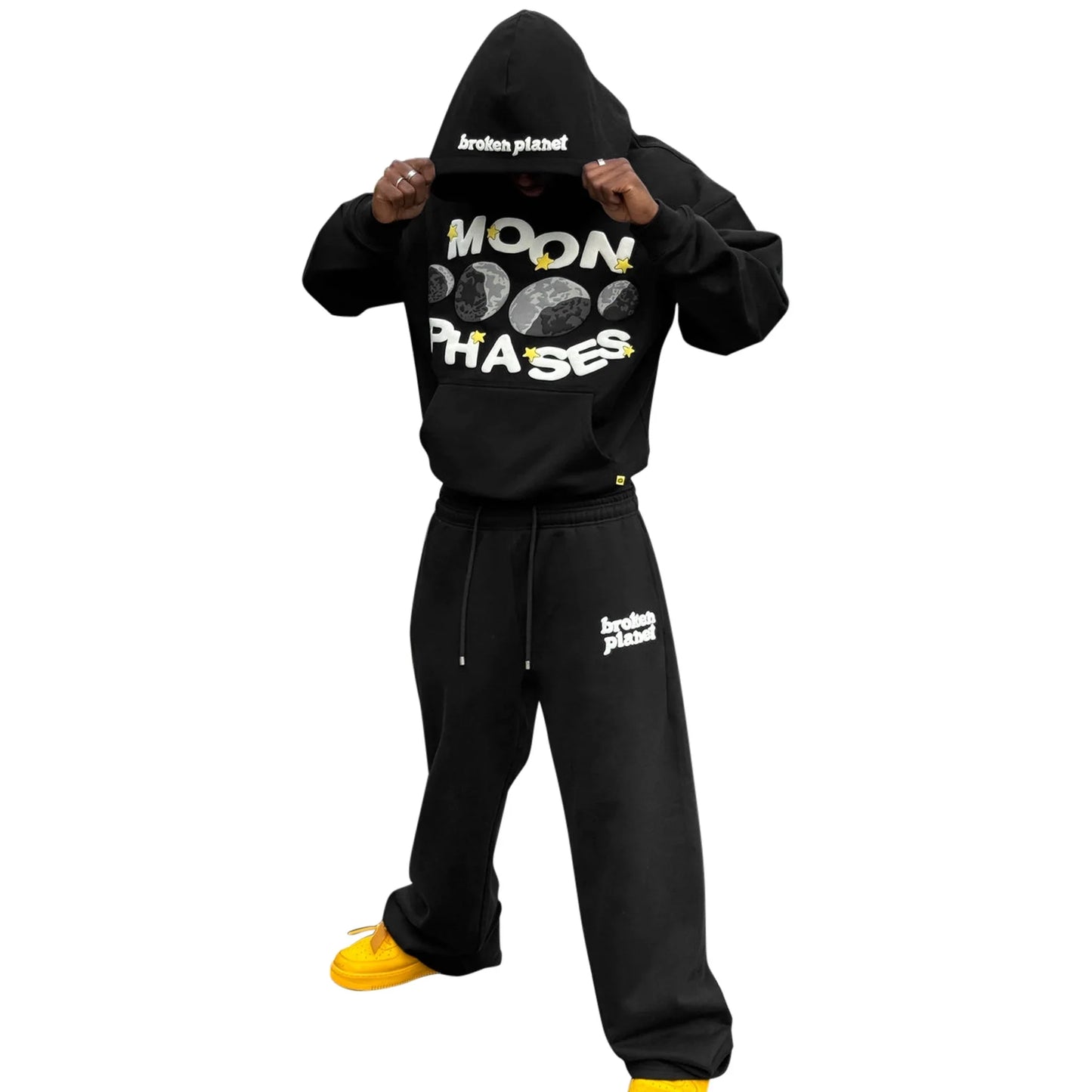 Broken Planet Midnight Black Moon Phases Hoodie