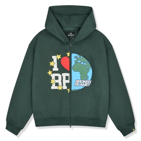 Broken Planet My Planet Emerald Green Zip-Up Hoodie