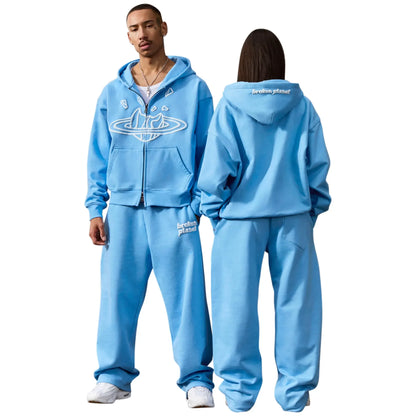 Broken Planet Outer Space Zip-Up Light Blue Hoodie
