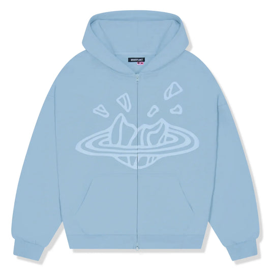 Broken Planet Sky Blue Zip-Up Hoodie