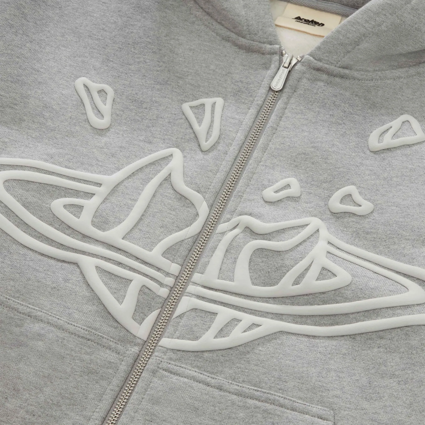 Broken Planet Outer Space Zip-Up Heather Grey Hoodie