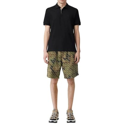 Burberry Eddie Logo Pique Cotton Black Polo Shirt