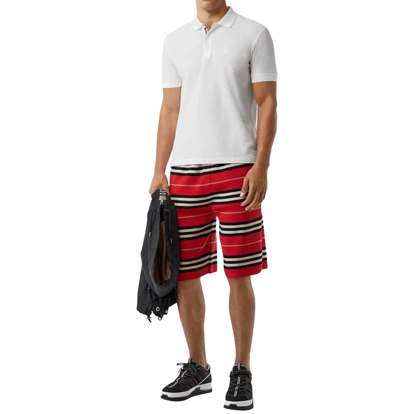 Burberry Eddie Logo Pique Cotton White Polo Shirt