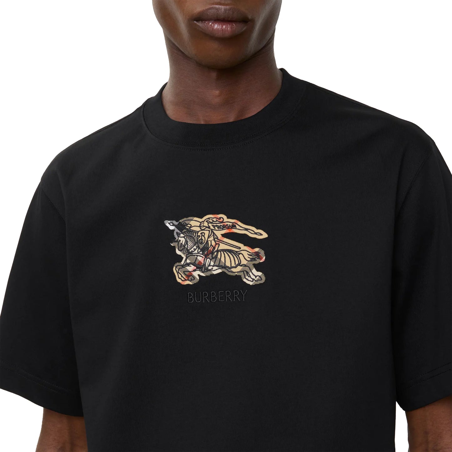 Burberry EKD Check Cotton Black T Shirt