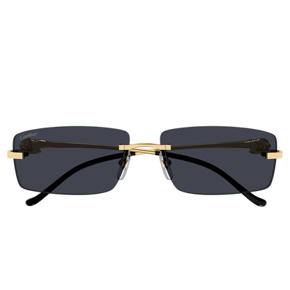 Cartier Eyewear CT0430S-001 Panthere De Cartier Gold Grey Rimless Sunglasses