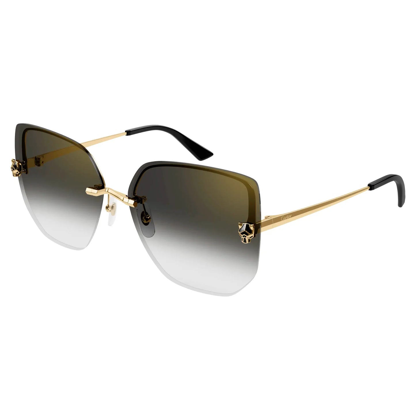 Cartier Eyewear CT0432S-001 Panthere De Cartier Gold Grey Rimless Sunglasses