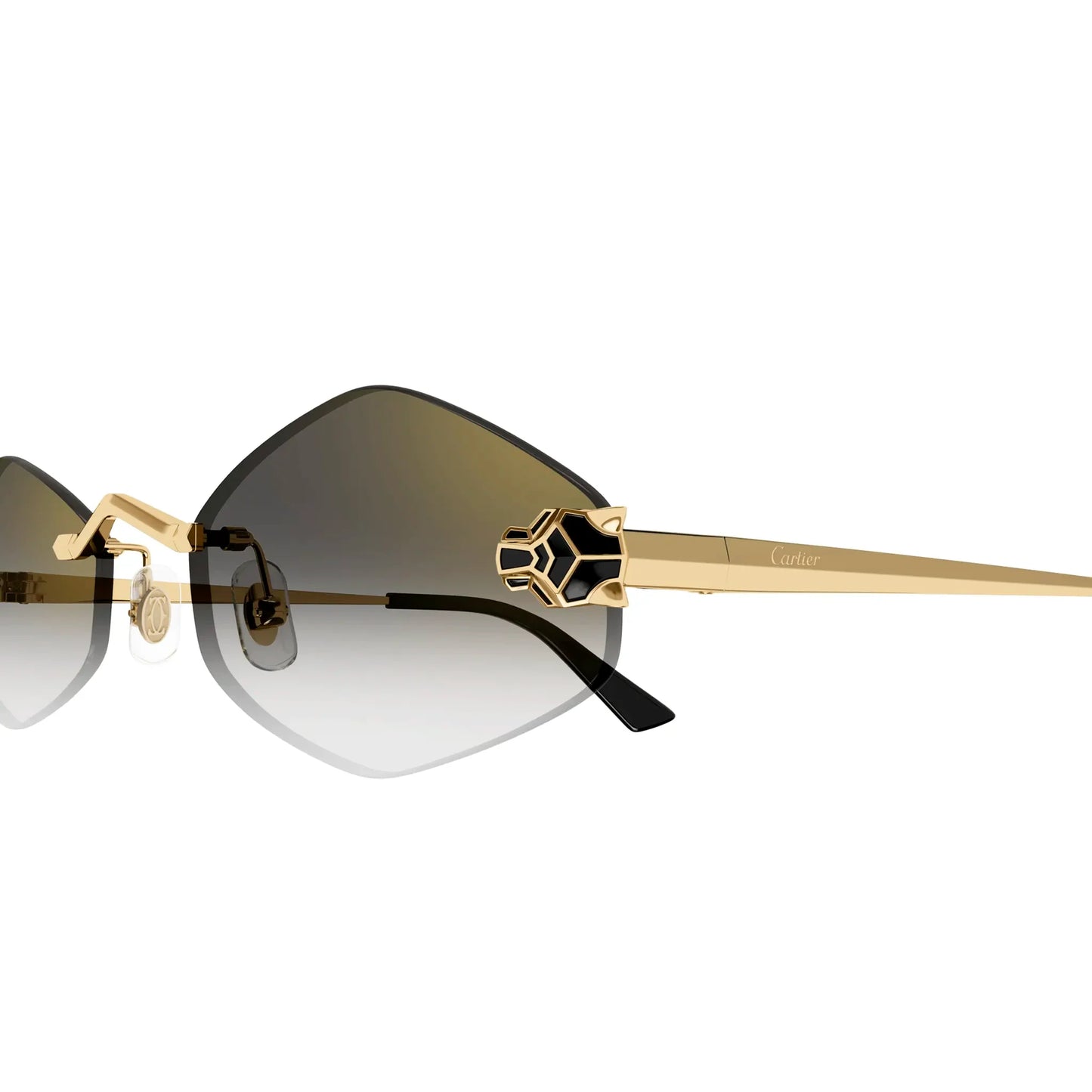 Cartier Eyewear CT0433S-001 Panthere De Cartier Gold Grey Rimless Sunglasses