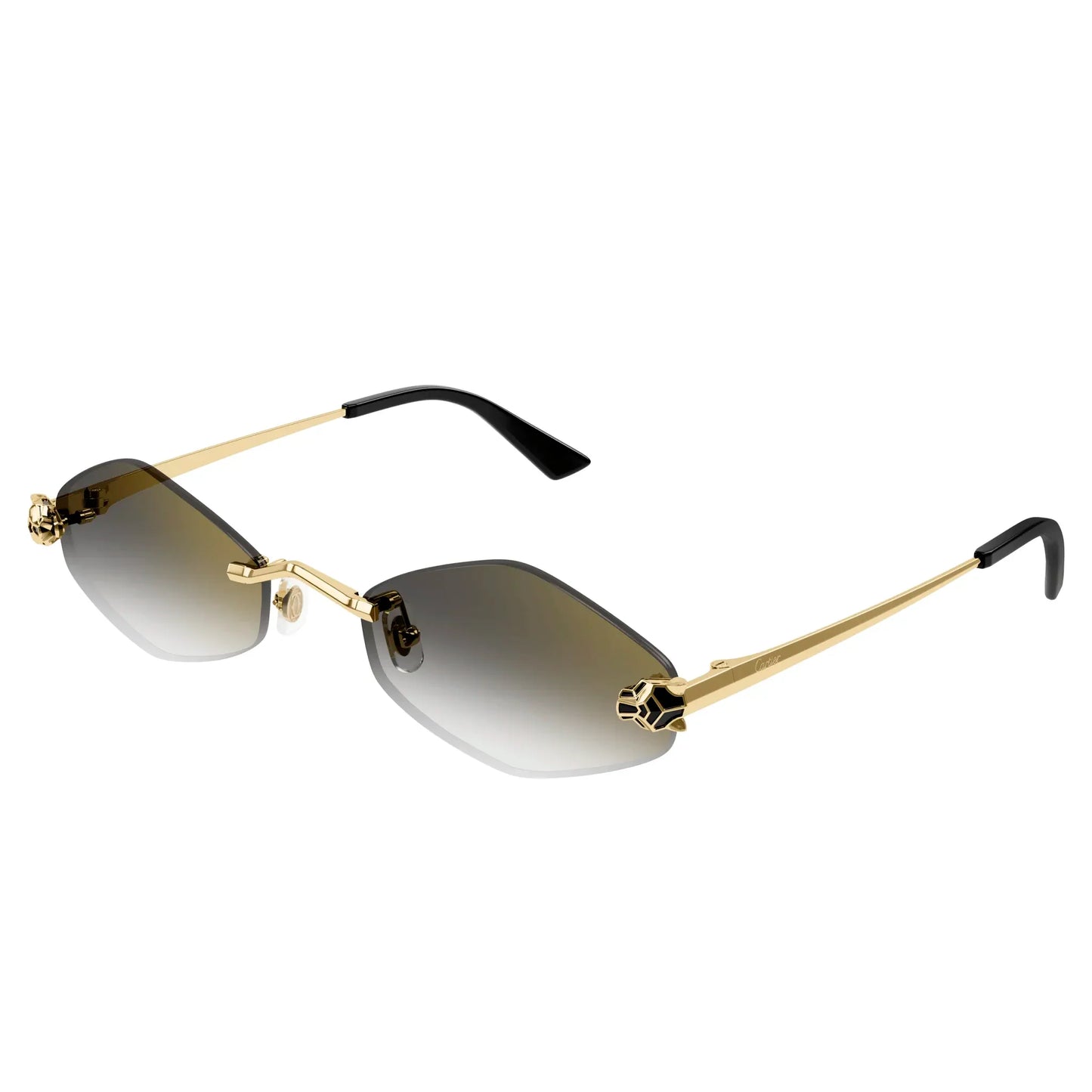 Cartier Eyewear CT0433S-001 Panthere De Cartier Gold Grey Rimless Sunglasses