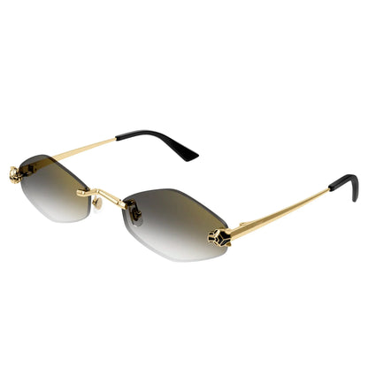 Cartier Eyewear CT0433S-001 Panthere De Cartier Gold Grey Rimless Sunglasses