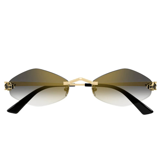 Cartier Eyewear CT0433S-001 Panthere De Cartier Gold Grey Rimless Sunglasses