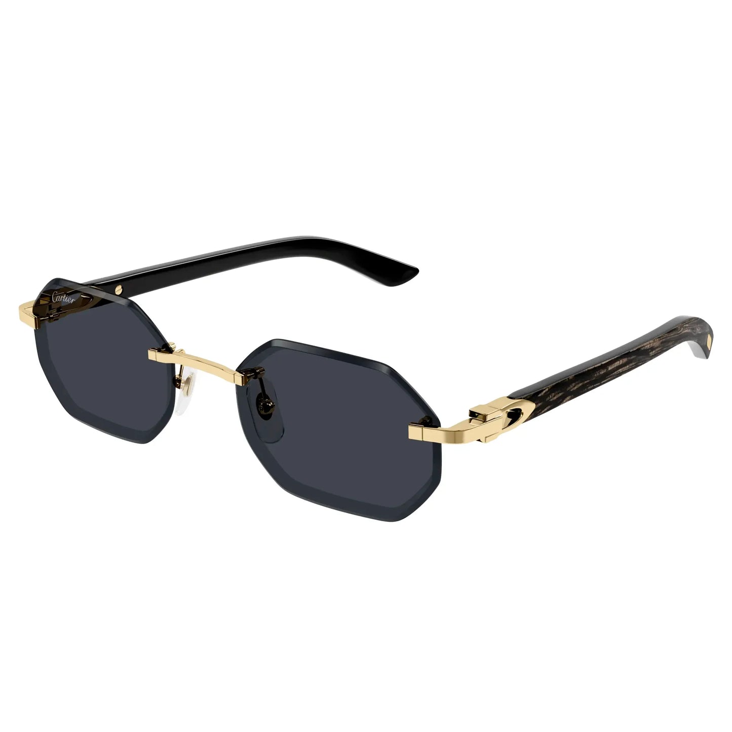 Cartier Eyewear CT0439S-001 Gold Grey Rimless Sunglasses