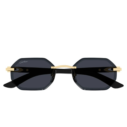 Cartier Eyewear CT0439S-001 Gold Grey Rimless Sunglasses