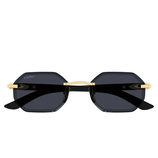 Cartier Eyewear CT0439S-001 Gold Grey Rimless Sunglasses