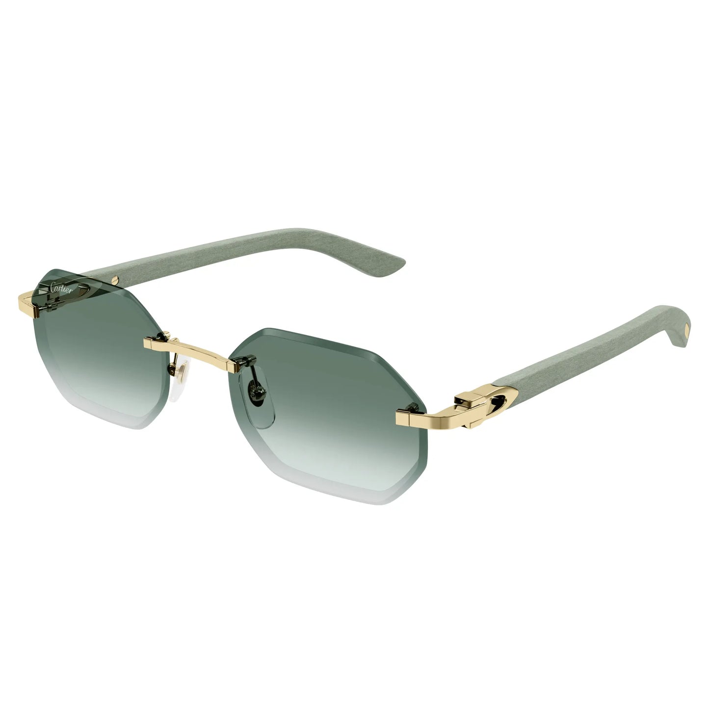 Cartier Eyewear CT0439S-004 Gold Green Rimless Sunglasses
