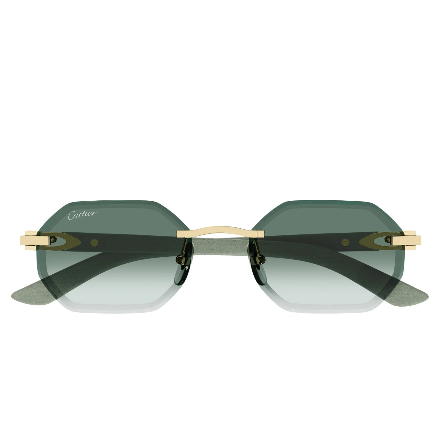 Cartier Eyewear CT0439S-004 Gold Green Rimless Sunglasses