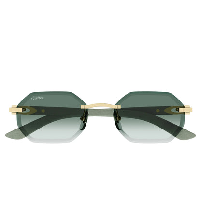 Cartier Eyewear CT0439S-004 Gold Green Rimless Sunglasses