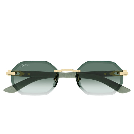 Cartier Eyewear CT0439S-004 Gold Green Rimless Sunglasses
