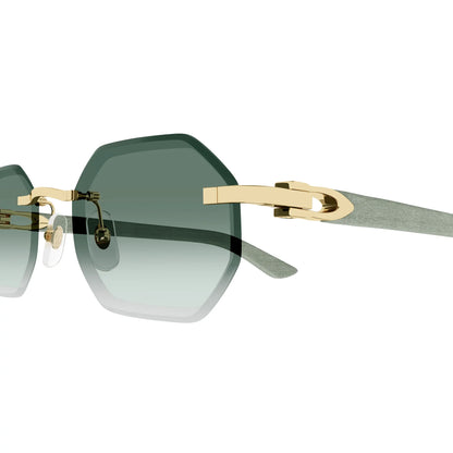 Cartier Eyewear CT0439S-004 Gold Green Rimless Sunglasses