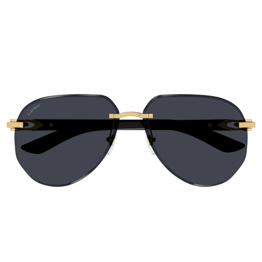 Cartier Eyewear CT0440S-001 Gold Grey Rimless Sunglasses