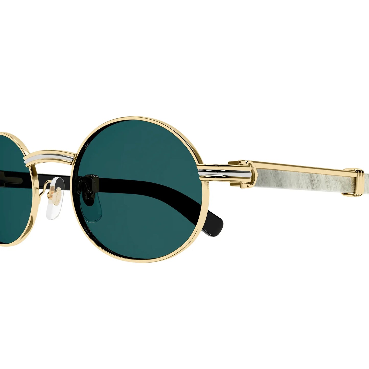 Cartier Eyewear CT0464S-003 White Gold Green Sunglasses
