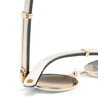 Cartier Eyewear CT0464S-003 White Gold Green Sunglasses
