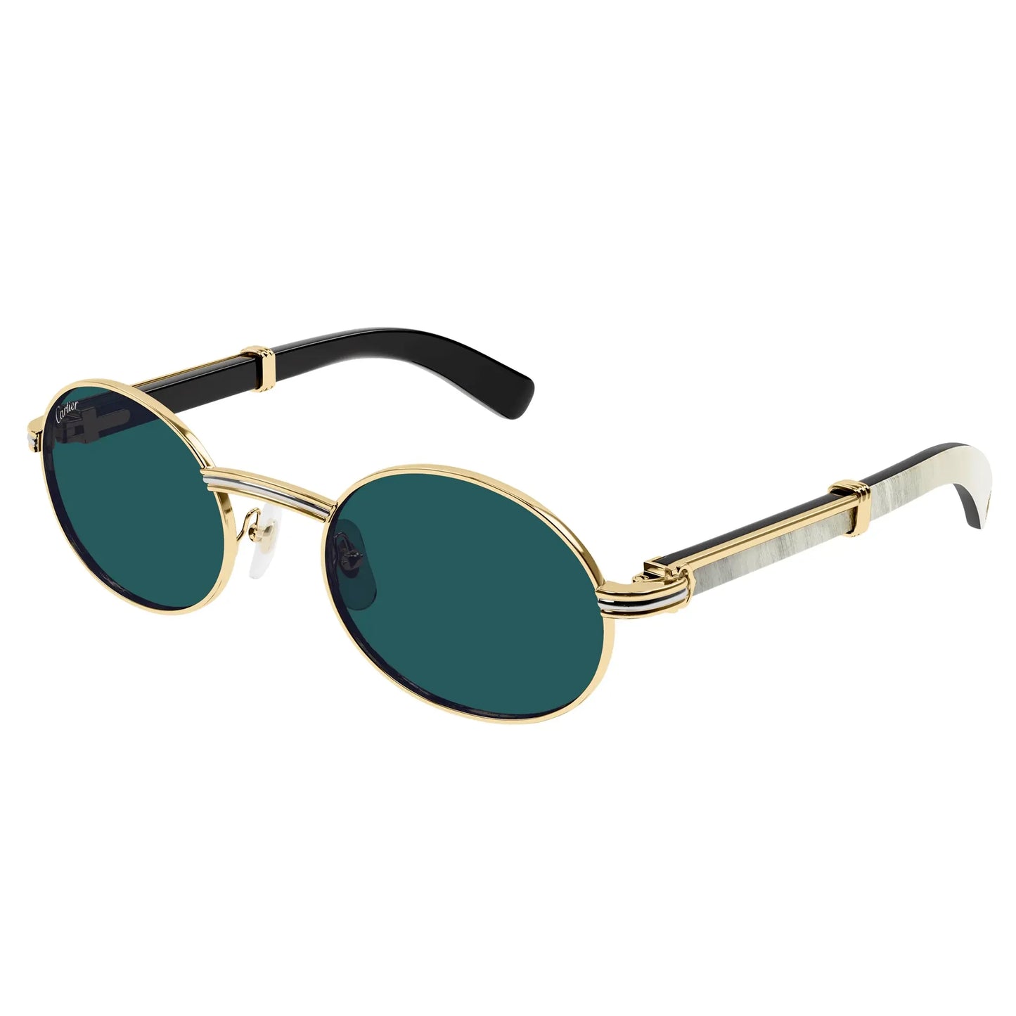 Cartier Eyewear CT0464S-003 White Gold Green Sunglasses