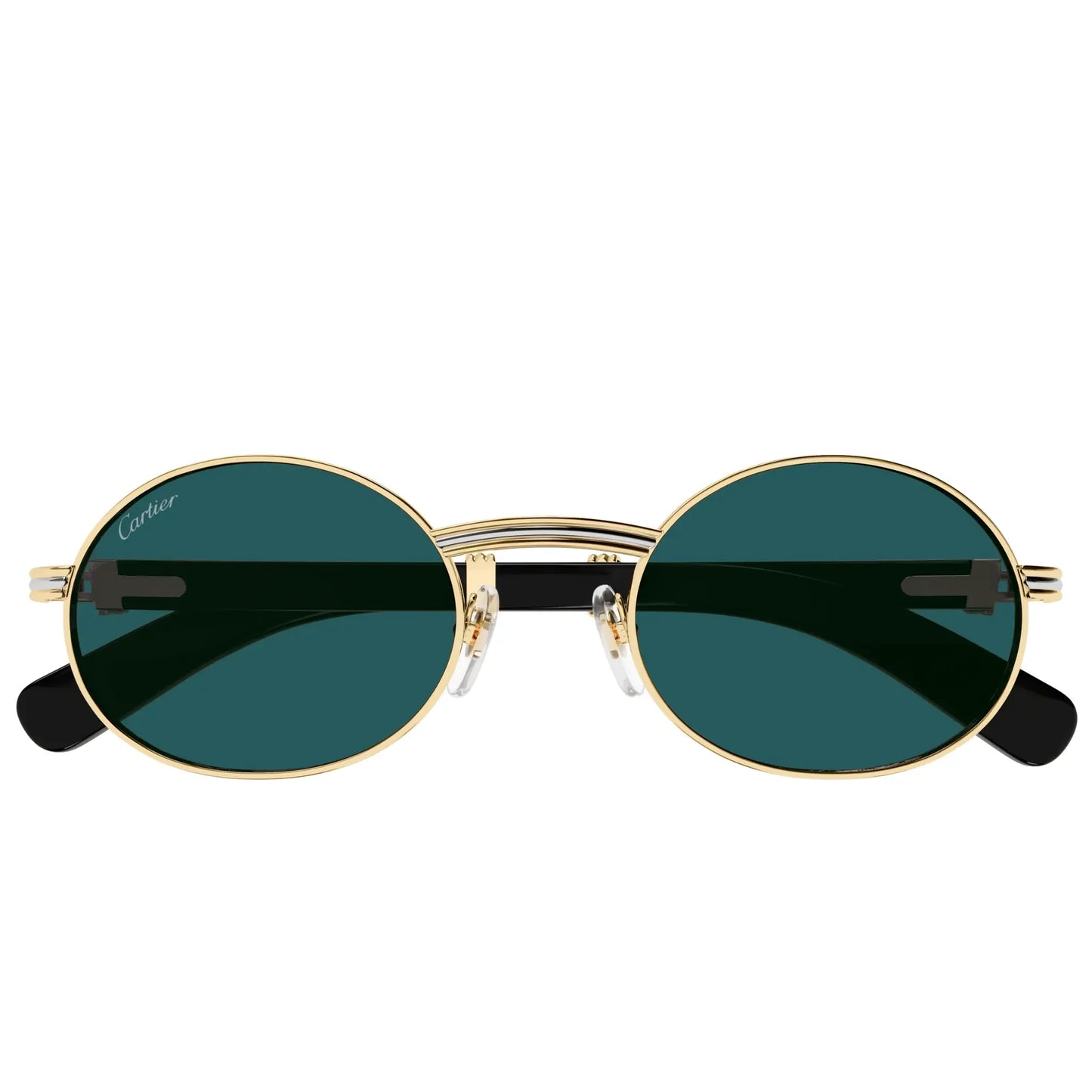 Cartier Eyewear CT0464S-003 White Gold Green Sunglasses