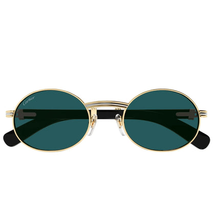Cartier Eyewear CT0464S-003 White Gold Green Sunglasses