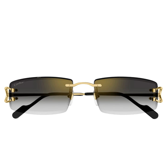 Cartier Eyewear CT0465S-001 Gold Grey Rimless Sunglasses