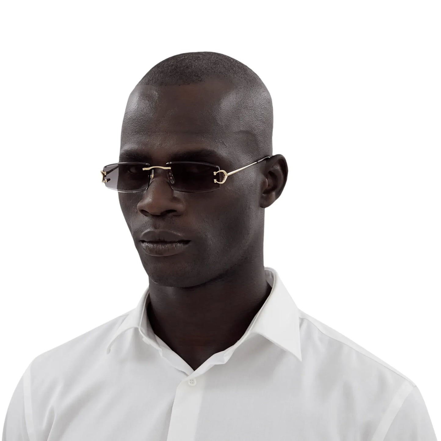 Cartier Eyewear CT0465S-001 Gold Grey Rimless Sunglasses