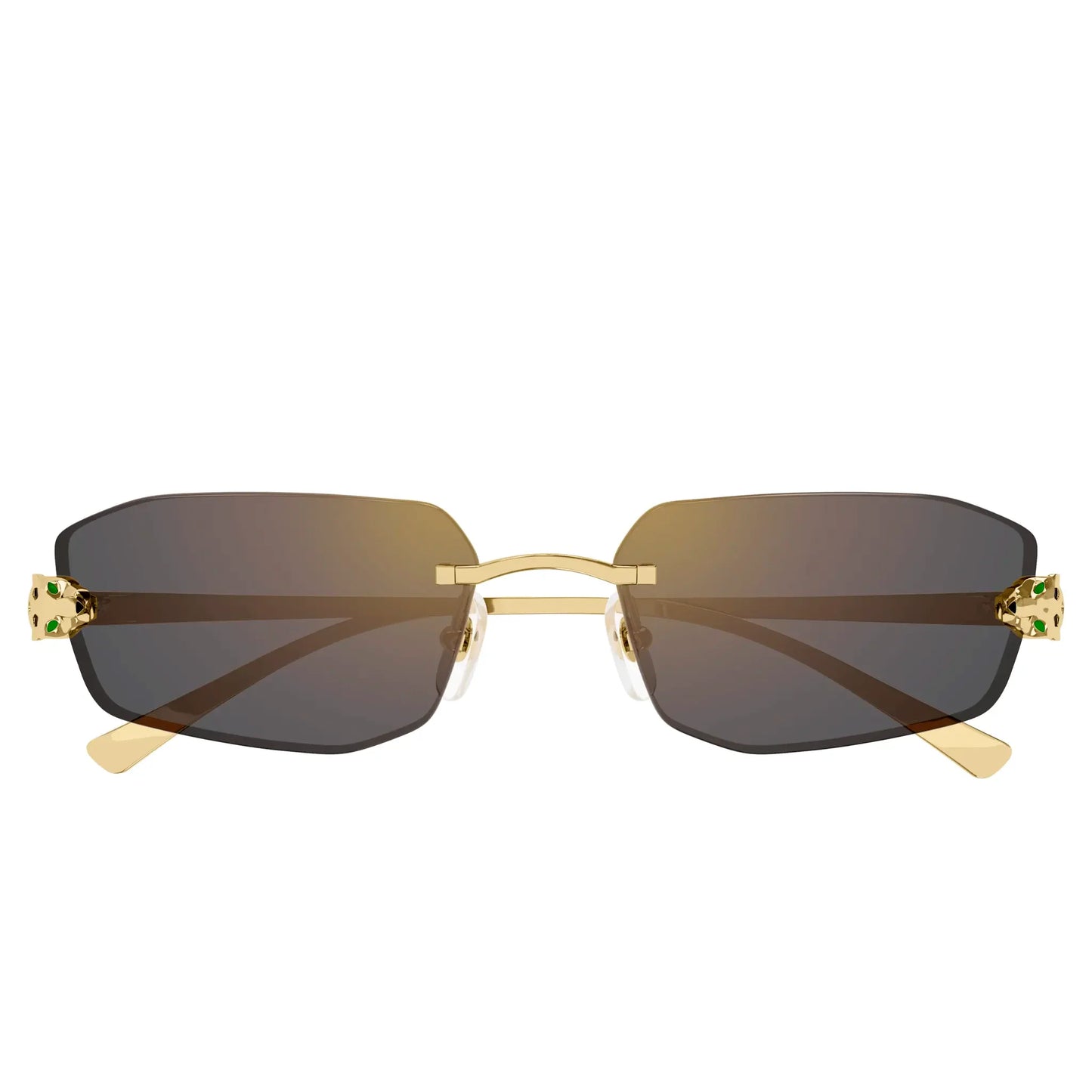 Cartier Eyewear CT0474S-001 Panthere De Cartier Gold Grey Rimless Sunglasses