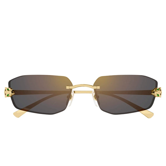 Cartier Eyewear CT0474S-001 Panthere De Cartier Gold Grey Rimless Sunglasses