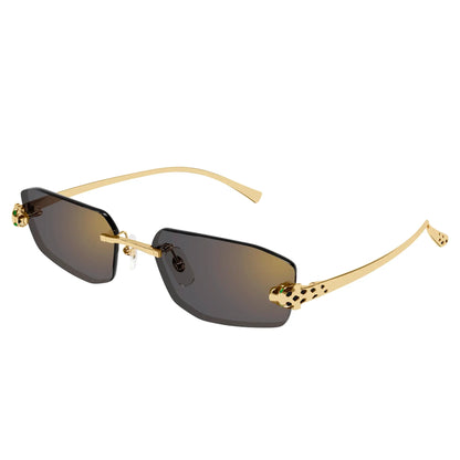 Cartier Eyewear CT0474S-001 Panthere De Cartier Gold Grey Rimless Sunglasses