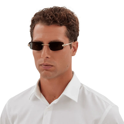 Cartier Eyewear CT0474S-001 Panthere De Cartier Gold Grey Rimless Sunglasses