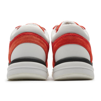 Chanel CC Logo Suede Red Tweed Sneaker - Preloved