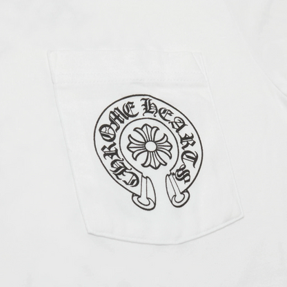 Chrome Hearts Horse Shoe Pocket Logo White T Shirt