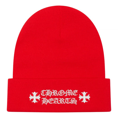 Chrome Hearts Logo Red Beanie