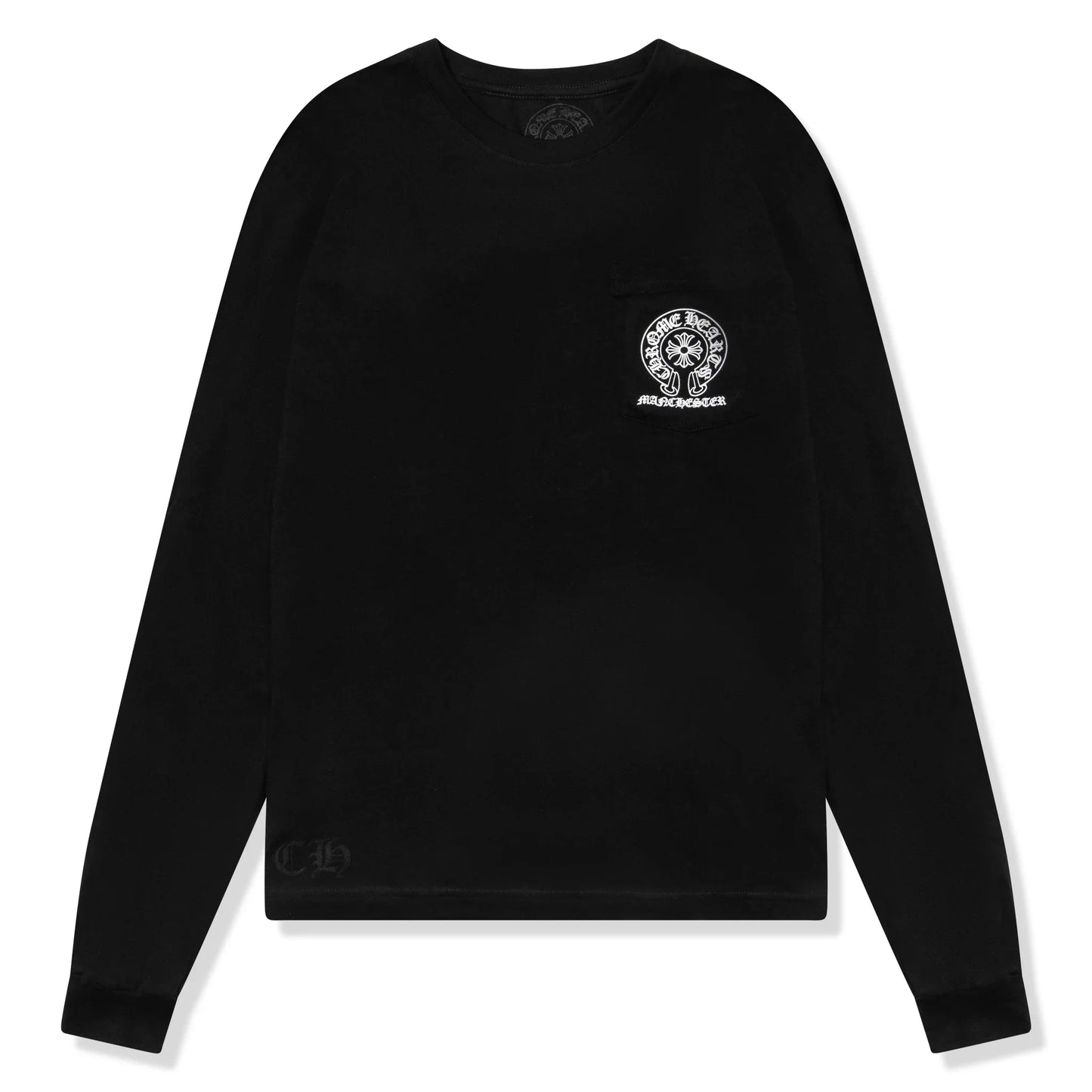 Chrome Hearts Manchester Exclusive Horse Shoe Pocket Logo L/S Black T Shirt